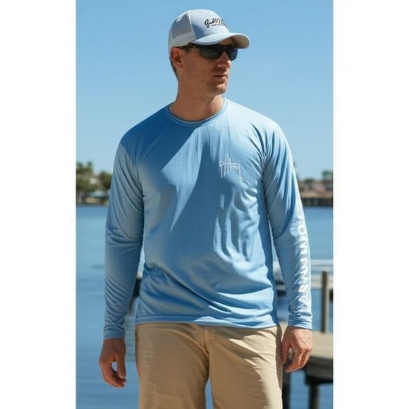 GUY HARVEY Men's UPF 30 Sun Performance Long Sleeve Shirt NWT - Picture 1 of 16